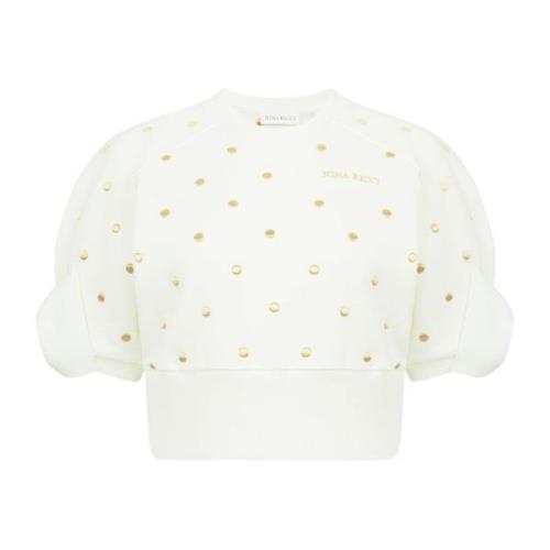 Hvit Gull Polka Dot Crop Top