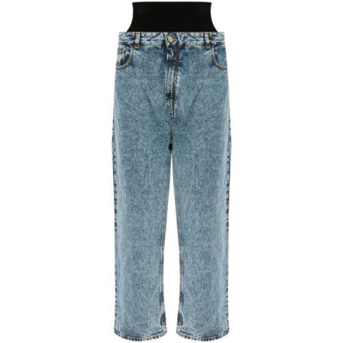 Blå Bomullsblanding Straight Leg Jeans