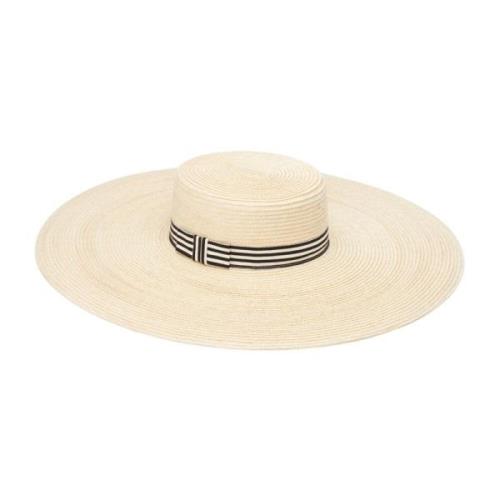 Hvit Straw Capeline Hat