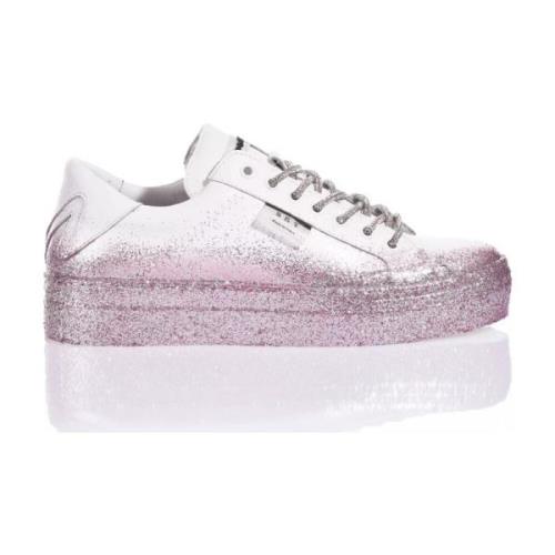 Håndlaget Hvite Rosa Sneakers