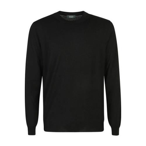 Sort Crew Neck Langermet Genser