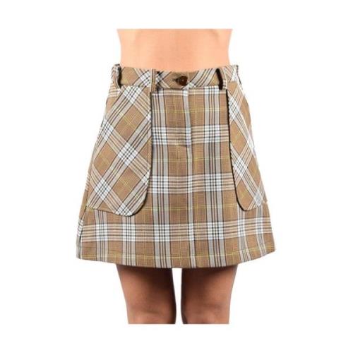 Tartan Bomull Mini Skjørt