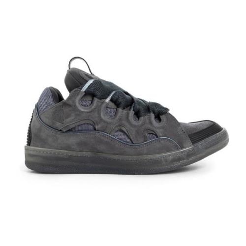 Grå Nubuk Skinn Sneakers