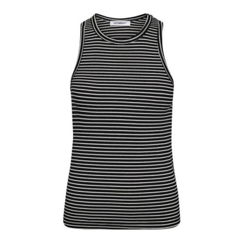 Stripet Ribb Tank Top SvartHvit