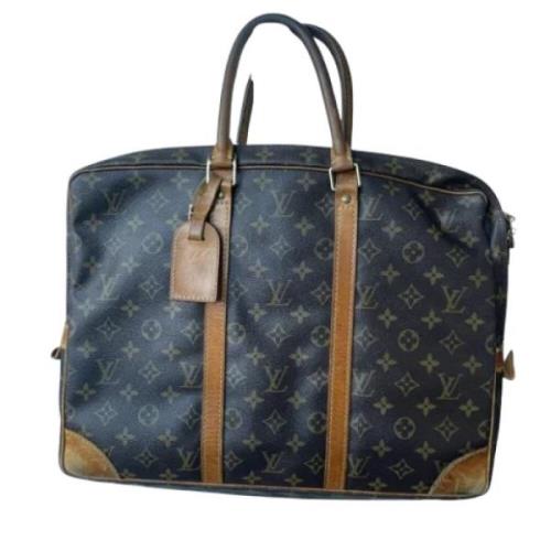 Pre-owned Brunt lerret Louis Vuitton Porte Dokumenter Voyage