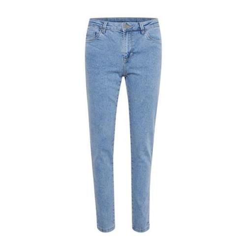 Slim Fit Jeans i Lys Blå Vasket Denim