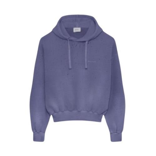 Indigo Blå Fleece Hoodie Pullover