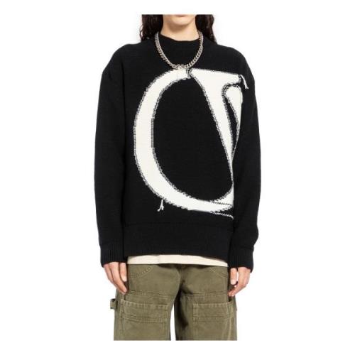 Maxi Logo Strikk Crewneck Sweater