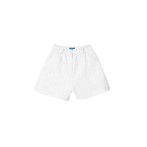 Kort shorts med elastisk midje i hvit