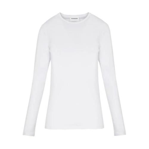 Hvit Crewneck Langarmet T-skjorter