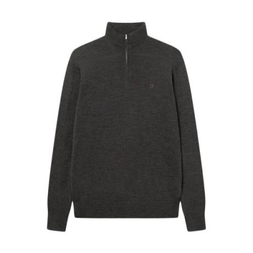 Brun Merino Half-Zip Strikkgenser