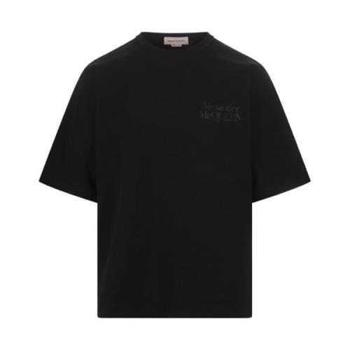 Svart Oversized Logo T-skjorte