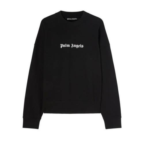 Svart Logo-Print Crew-Neck Sweatshirt