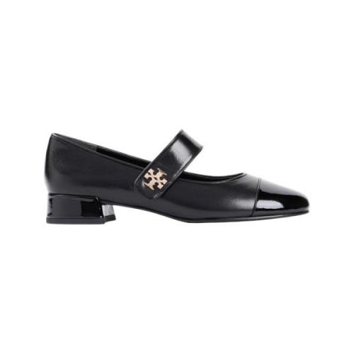 Svart Skinn Cap Toe Pumps