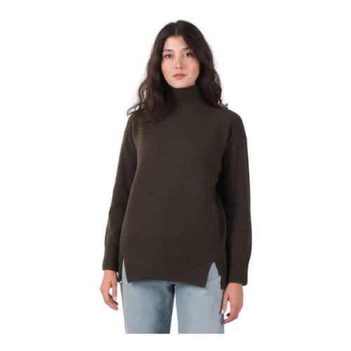 Sort Leaf Turtleneck med Sideslisser - XXS