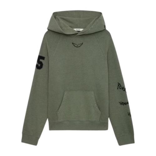 Khaki Grønn Multibadge Strass Sweatshirt