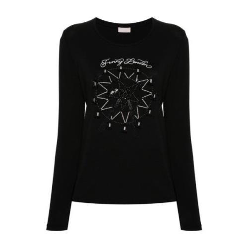 Svart Logo Print Crew Neck T-skjorte