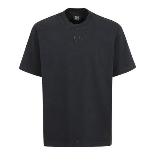 Sort Bomull Crew Neck T-skjorte