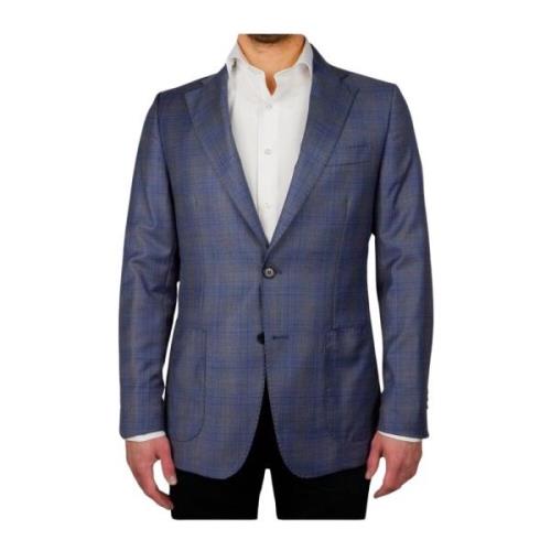 Blå Tartan Ull Blazer