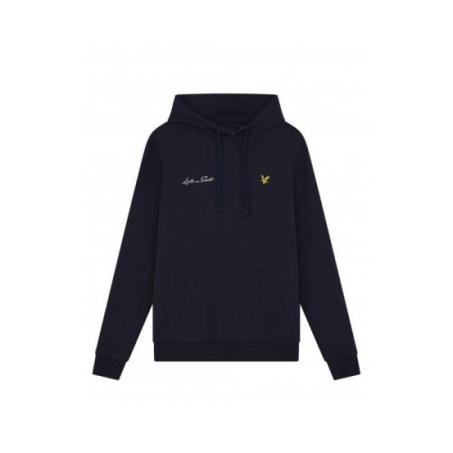 Brodert bokstav hettegenser navy