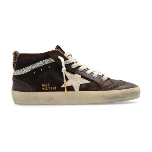 Brune Skinn Sneakers med Perforert Detalj