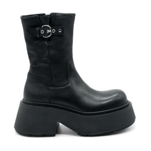 Stripete Biker Boot i Svart