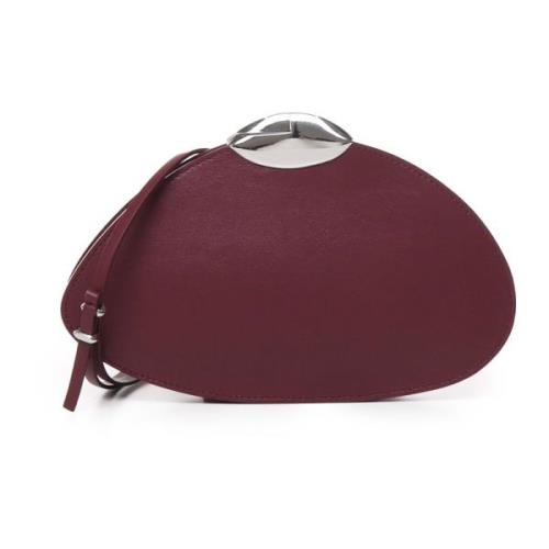 Bordeaux Skinn Clutch med Stropp