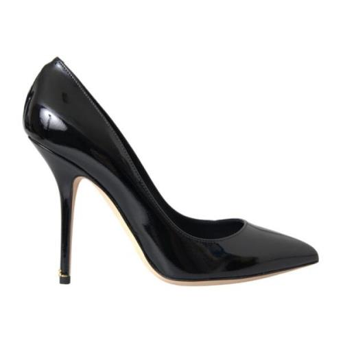 Sort Patent Skinn Stiletto Pumps