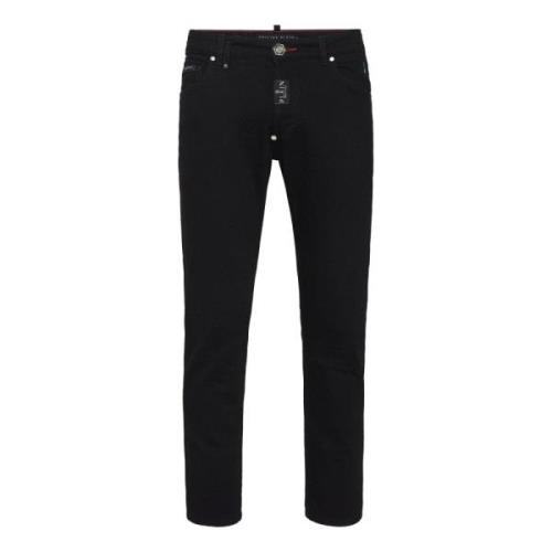 Svart Skinny Denim Jeans Nagler Logo