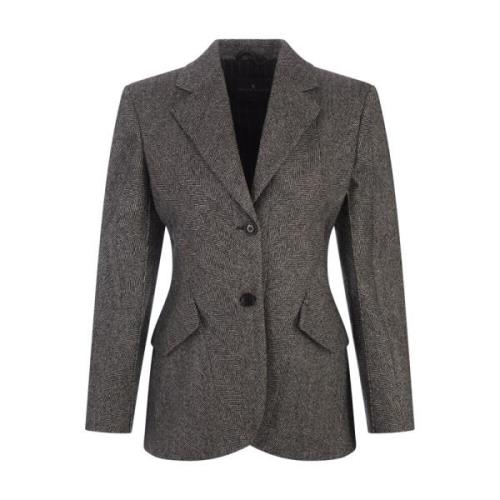 Slim Fit Herringbone Blazer Svart