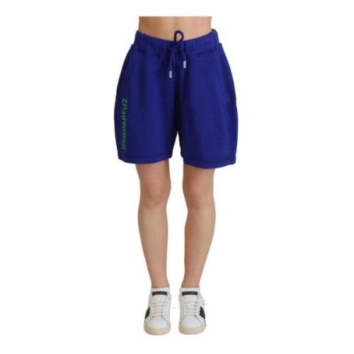 Logo Sweatshorts High Waist Blå Bomull