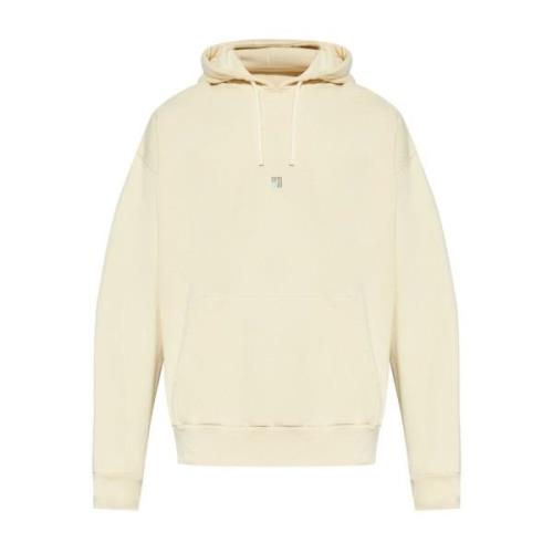 Beige Bicolor Logo Box Hoodie