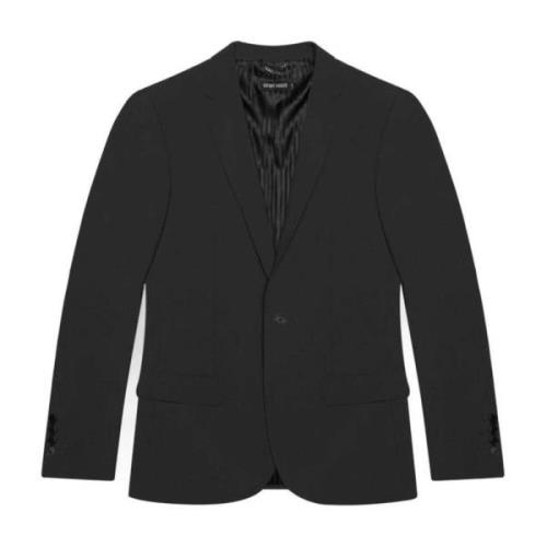 Svart Button-Front Lapel Blazer