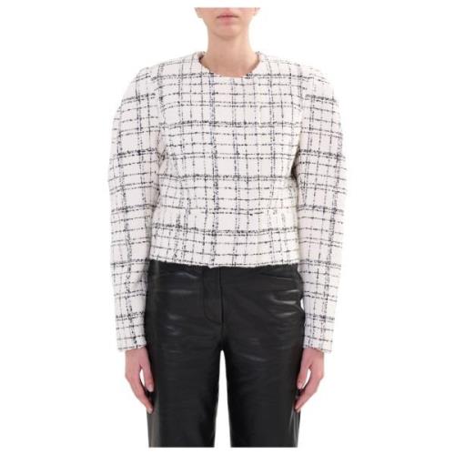 Boucle Cropped Jakke Ecru/Svart