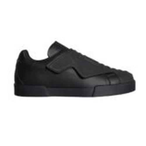 Sort Skinn Slip On Sneakers