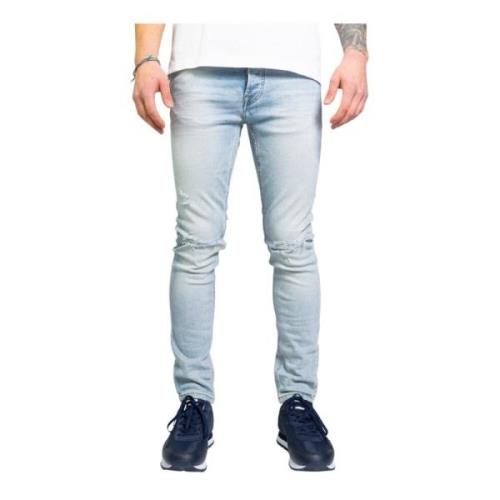 Blå Slitt Effekt Jeans Menn