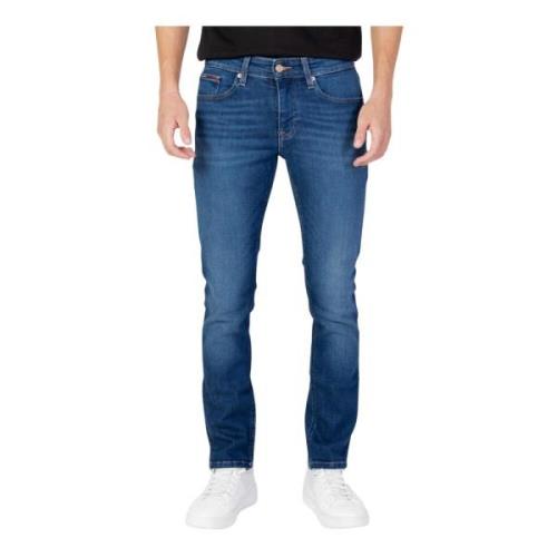 Blå Plain Denim Jeans med Glidelås