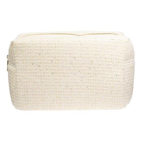 Tweed Make-Up Pouch Liten OFF White W/Gold