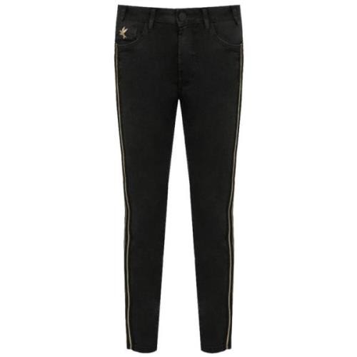 Sort Skinny Jeans med Gull Detaljer