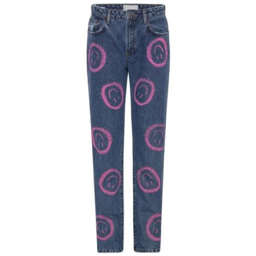 Denim Regular Fit Jeans med Smile Print