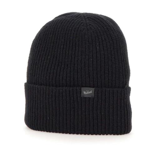 Sort Ribbestrikket Beanie Lue