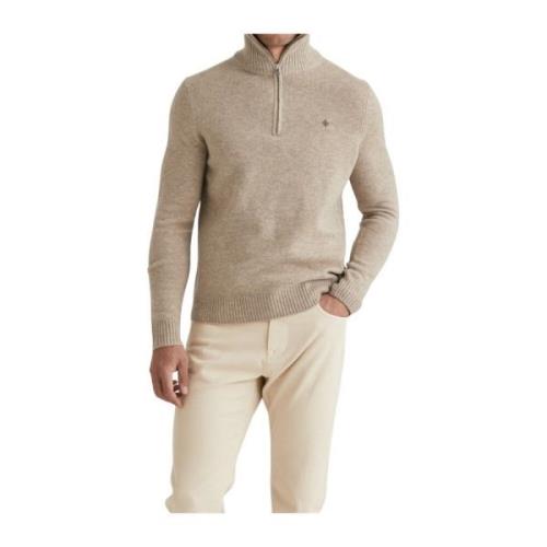 Beige Half Zip Sweater med Logo