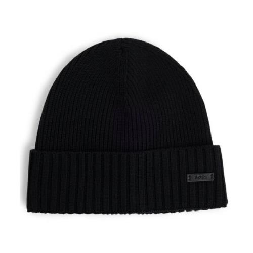 Ribbestrikket Beanie Lue Svart