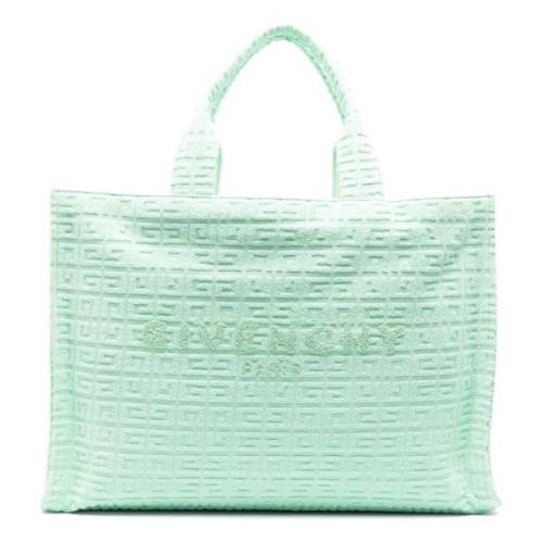 Grønn Jacquard Bomull Tote Bag