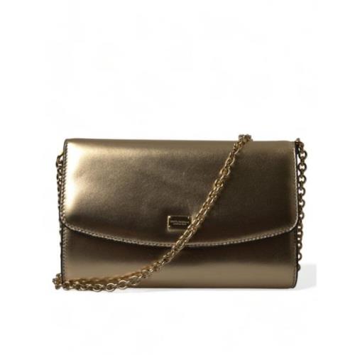 Elegant Metallic Gull Crossbody Veske