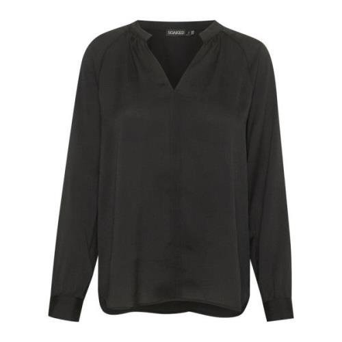 Elegant Svart Bluse med V-Hals