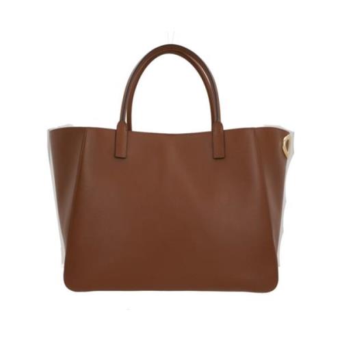 Brun glatt skinn tote bag