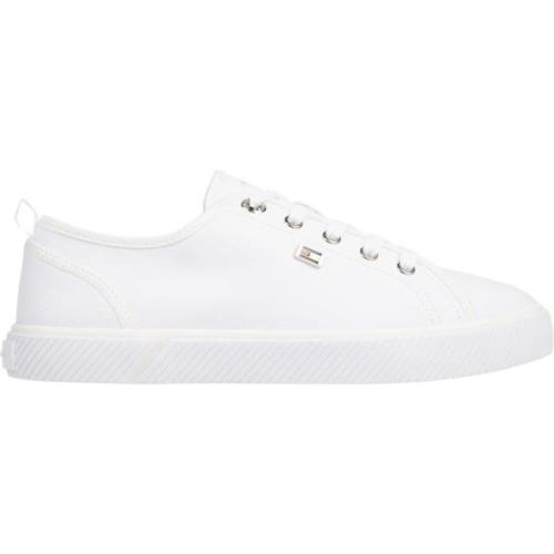 Hvite Lerret Lavtop Sneakers