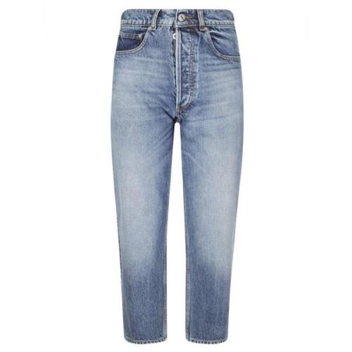 Kort Straight Leg Jeans med Lommer