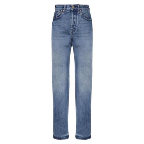 Høy Midje Straight Leg Denim Jeans